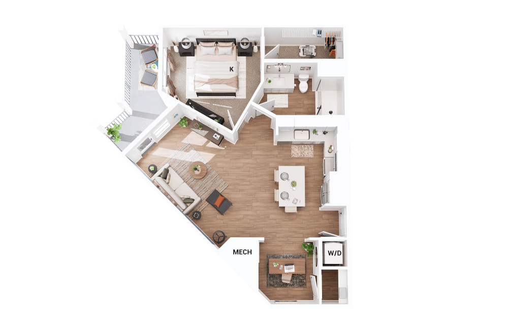 A2 - Den - 1 bedroom floorplan layout with 1 bathroom and 800 square feet A2 - Den - 1 bedroom floorplan layout with 1 bathroom and 800 square feet