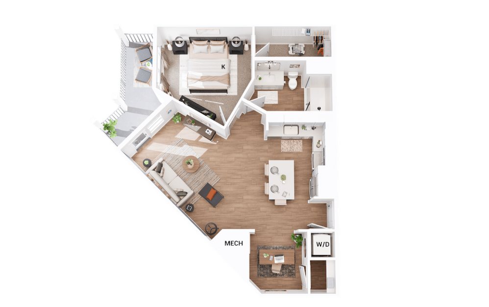 A2 - Den - 1 bedroom floorplan layout with 1 bathroom and 800 square feet A2 - Den - 1 bedroom floorplan layout with 1 bathroom and 800 square feet