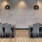 a spacious area with tables and chairs