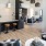 a lounge with bar stools